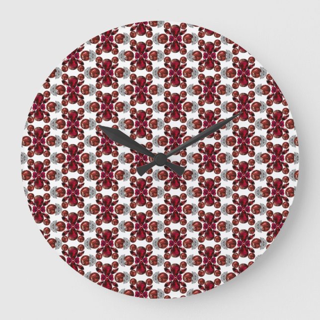Ruby & Diamond Gemstone Art Red Große Wanduhr (Vorderseite)