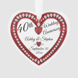 Ruby Diamonds zum 40. Geburtstag der Hochzeit Ornament