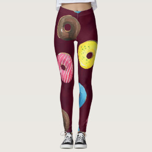 Ruby Donuts: Aquarellfarbenes, nahtloses Muster. Leggings