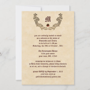 Ruby et or Monogramme Invitation gothique