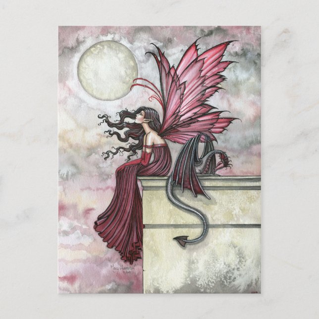 Ruby Fairy and Dragon Postcard Postkarte (Vorderseite)