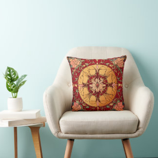 Ruby Floral Art Nouveau Cushion - Iridescent Tiled Kissen