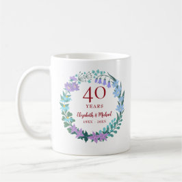 Ruby Floral Bluebell Lilac Wreath zum 40. Jahresta Kaffeetasse