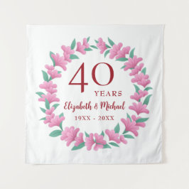 Ruby Floral Pink Blume Wreath zum 40. Jubiläum Wandteppich