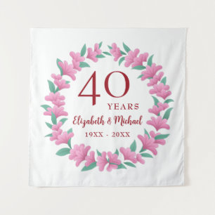 Ruby Floral Pink Blume Wreath zum 40. Jubiläum Wandteppich