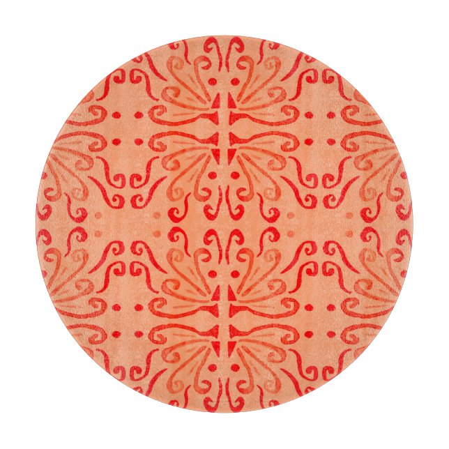 Ruby Floral: Tribal Geometric Pattern. Schneidebrett (Vorderseite)
