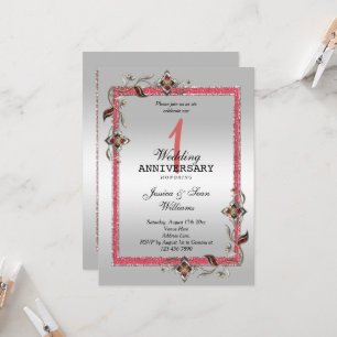 Ruby Gem, Glitzer & Silver 1. Hochzeit Einladung