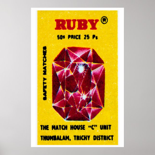 Ruby Gem - Matchbox Print - Aesthetic Wall Art Poster (Vorne)
