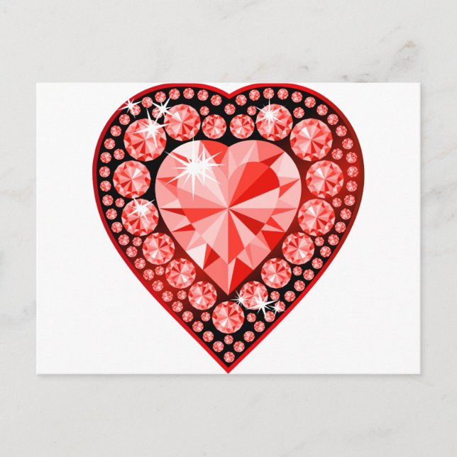 Ruby Gemstone Heart Postkarte (Vorderseite)