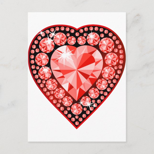Ruby Gemstone Heart Postkarte (Vorderseite)