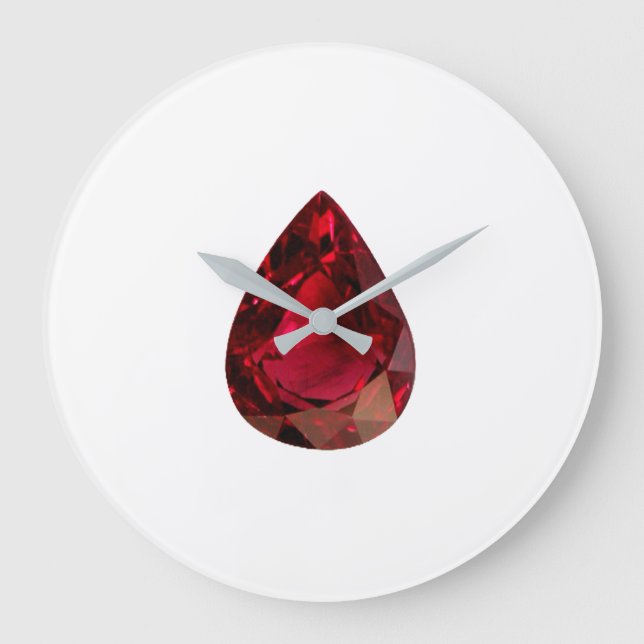 Ruby Gemstone July Birthstone Red Large Clock Große Wanduhr (Vorderseite)