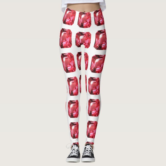 Ruby Gemstone Rujon Birthstone Rot Leggings (Vorderseite)