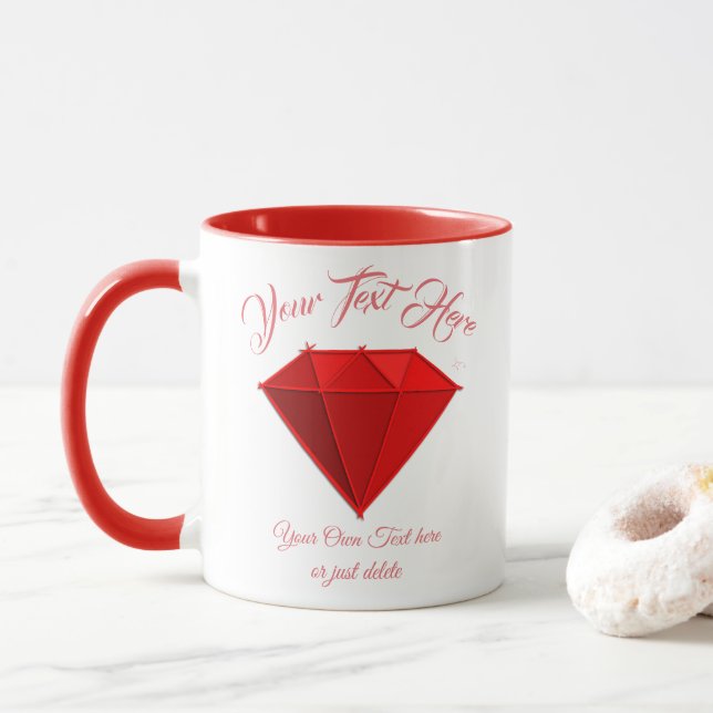 Ruby Gemstone. Schmuck. 40 Hochzeitstag Tasse (Mit Donut)