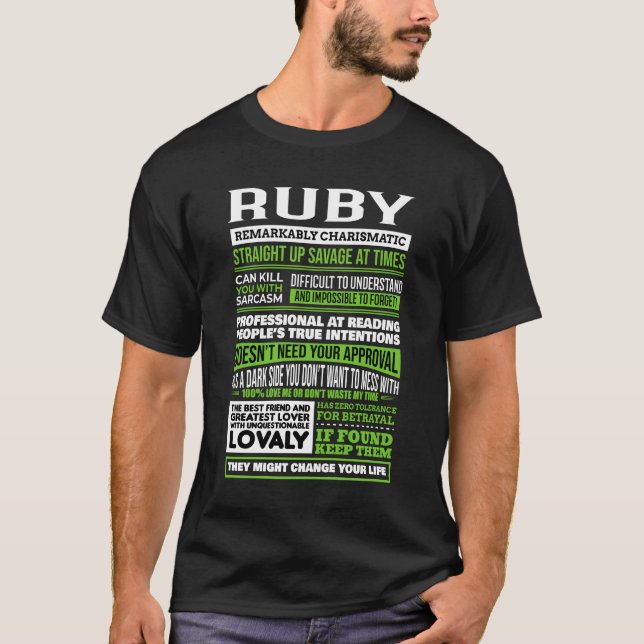 Ruby Girl Name Definition T-Shirt (Vorderseite)