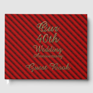 Ruby Gold Typografie zum 40. Hochzeitstag Gästebuch
