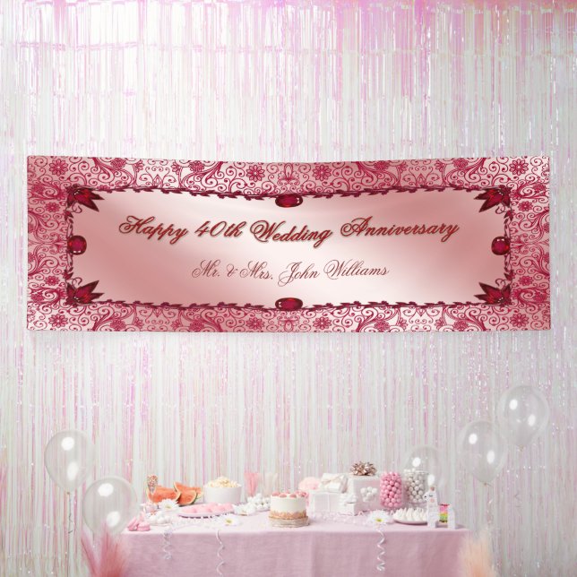 Ruby Happy Banner zum 40. Hochzeitstag (Party)
