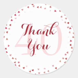 Ruby Hearts, 40. Jahrestag der Hochzeit Vielen Dan Runder Aufkleber