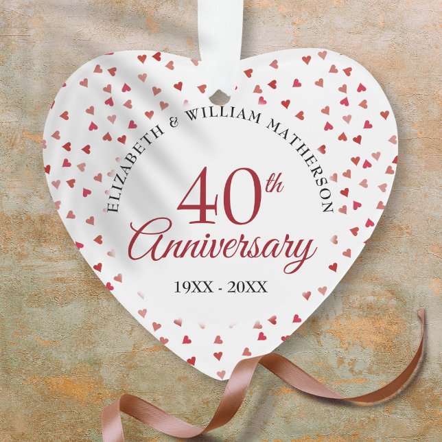 Ruby Hearts zum 40. Hochzeitstag Ornament (40th Wedding Anniversary Ruby Hearts Ornament)