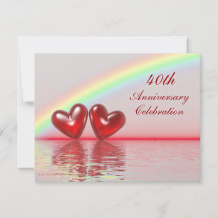 Ruby Hearts zum 40. Jahrestag Einladung