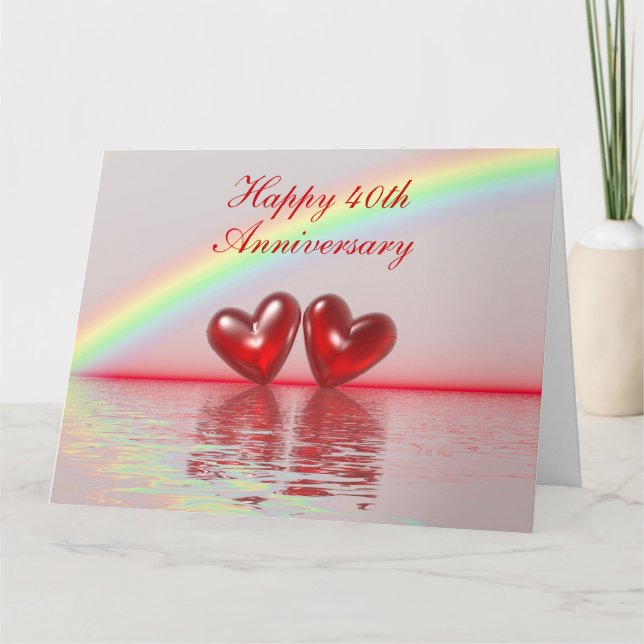 Ruby Hearts zum 40. Jahrestag Karte (Vorderseite)