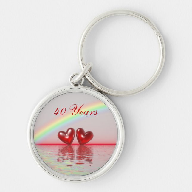 Ruby Hearts zum 40. Jahrestag Schlüsselanhänger (Vorne)