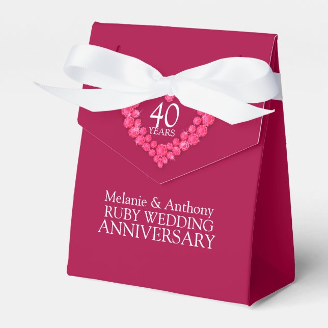 Ruby Hochzeit Herz 40 Jahre Dankeschön Box Geschenkschachtel (Vorderseite)