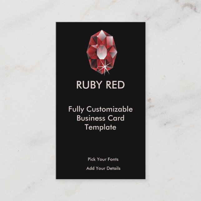 Ruby Jewel - Red Ruby Logo Visitenkarte (Vorderseite)