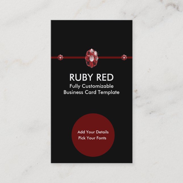 Ruby Jewele - Red Ruby Kristall Logo Visitenkarte (Vorderseite)