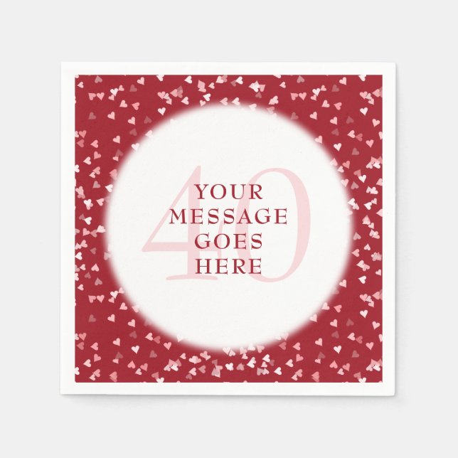 Ruby Liebe Hearts Confetti zum 40-jährigen Jubiläu Serviette (Vorderseite)