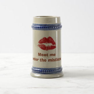 RUBY LIPS= "MEIN UNTER MISTLETOE" STEIN BIERGLAS