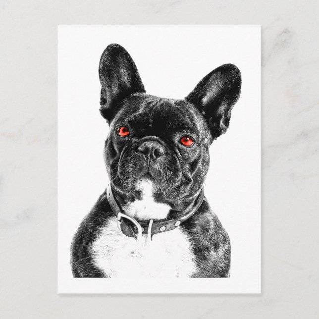 Ruby Mit Augen French Bulldog Portrait Postkarte (Vorderseite)
