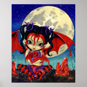 Ruby Moon ART DRINT Ruby Dragonling Dragon Fairy Poster