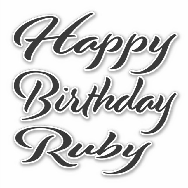 Ruby Name Vorname black Sticker Geburtstag (Vorderseite)