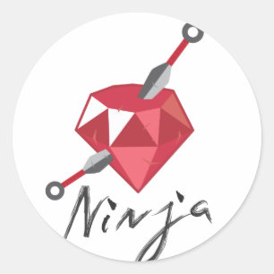 Ruby Ninja Gemstone Geek Runder Aufkleber