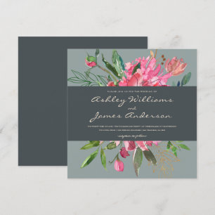 Ruby Peony Floral Wedding Einladung   Platz