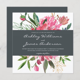 Ruby Peony Floral Wedding Einladung | Platz