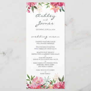 Ruby Pink Mariage Floral Menu