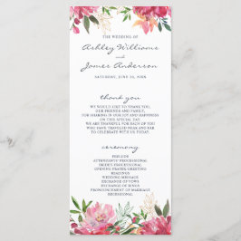 Ruby Pink Peony Botanical Wedding Programm