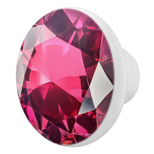 Ruby Pink Red Gem Muster Keramikknauf (Rechts)