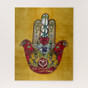 Ruby Pomegranate Heart Red Bird Hamsa