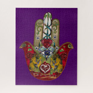 Ruby Pomegranate Heart Red Bird Hamsa