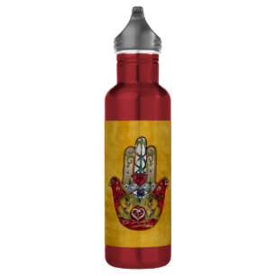 Ruby Pomegranate Heart Red Bird Hamsa Edelstahlflasche