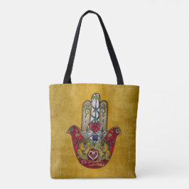Ruby Pomegranate Heart Red Bird Hamsa Tasche