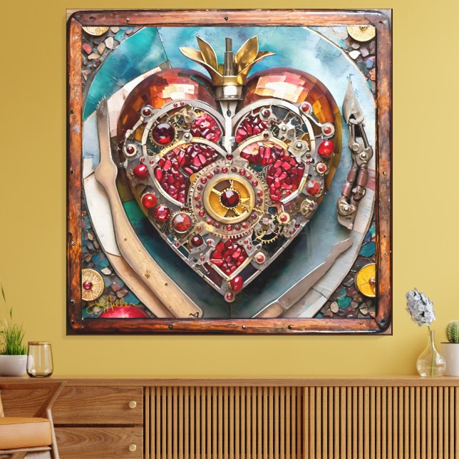 Ruby Pomegranate Heart Steampunk Series Leinwanddruck (Insitu (Wohnzimmer))