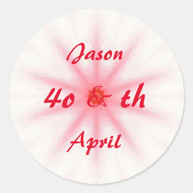 Ruby Red 40. Wedding Anniversary Stickers (Vorderseite)