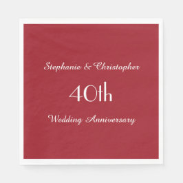 Ruby Red 40th Anniversary Party Paper Napkin Serviette