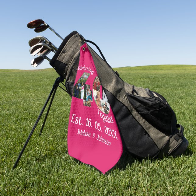 Ruby Red 40th Wedding Anniversary 11 Foto Collage Golfhandtuch (Gras)