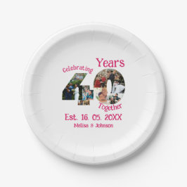 Ruby Red 40th Wedding Anniversary 11 Foto Collage Pappteller