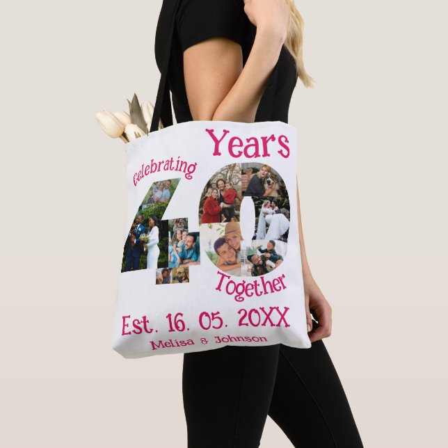 Ruby Red 40th Wedding Anniversary 11 Foto Collage Tasche (Von Nahem)
