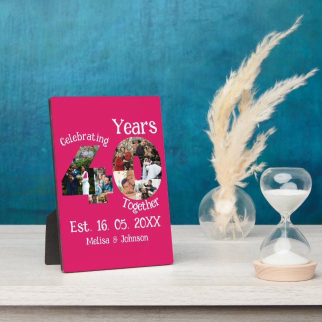 Ruby Red 40th Wedding Anniversary 11 Photo Collage Fotoplatte (Seite)